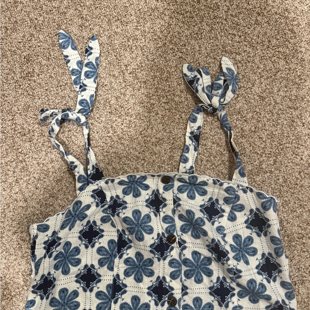 Agua Bendita Blue and White Patterned Top